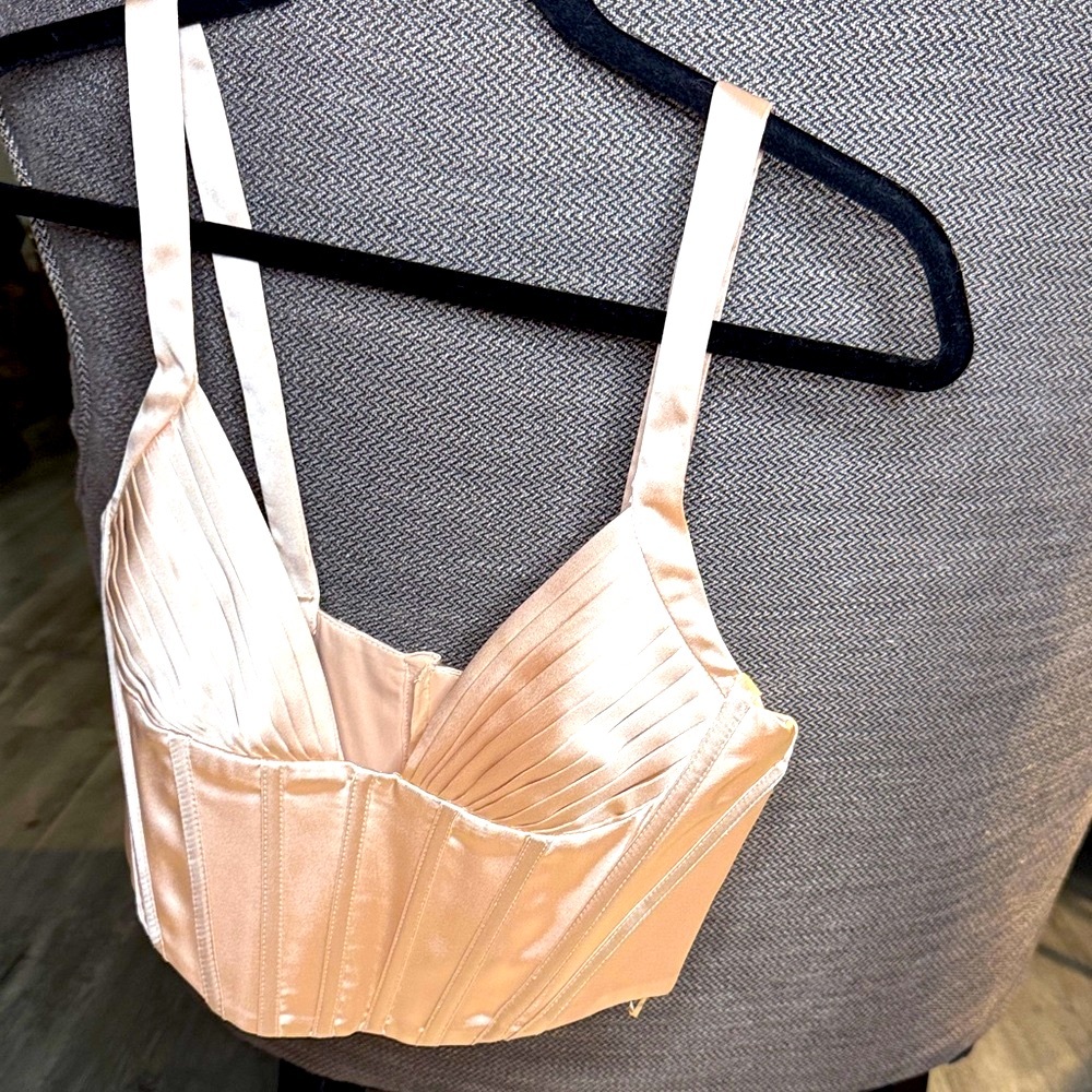 Zara Satin Corset Top - Cream